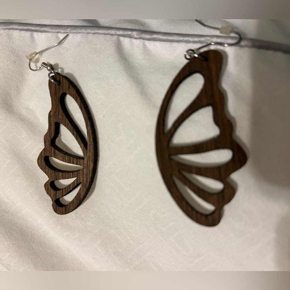 Hawaiian coconut shell butterfly wing earrings